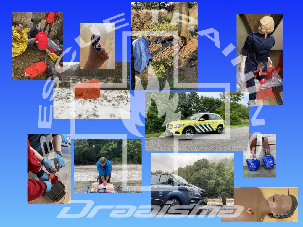 Collage van trainingsmomenten van Draaisma Rescue Training